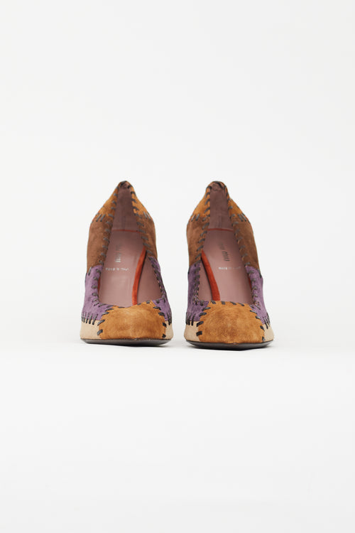 Miu Miu Brown 
Multi Suede Patchwork Pump