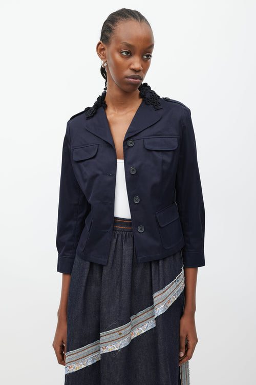 Miu Miu Navy 
Black Embellished Collar Jacket