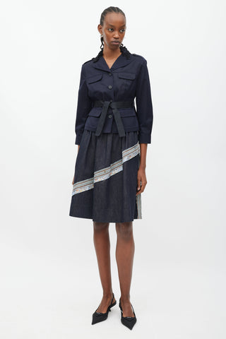 Miu Miu Navy 
Black Embellished Collar Jacket