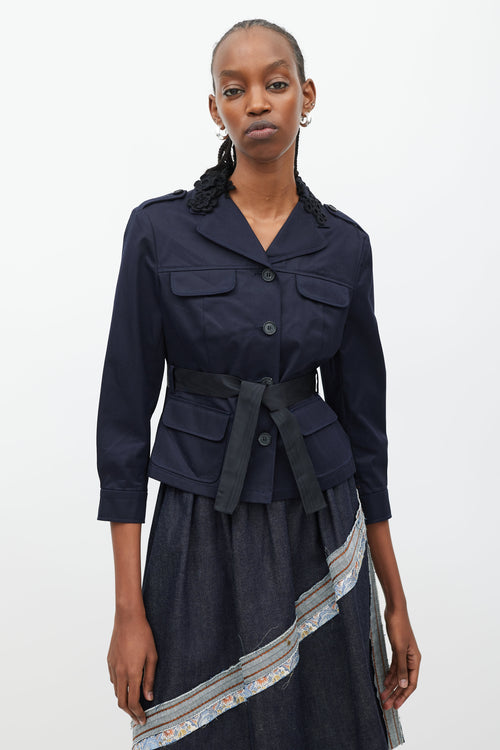 Miu Miu Navy 
Black Embellished Collar Jacket