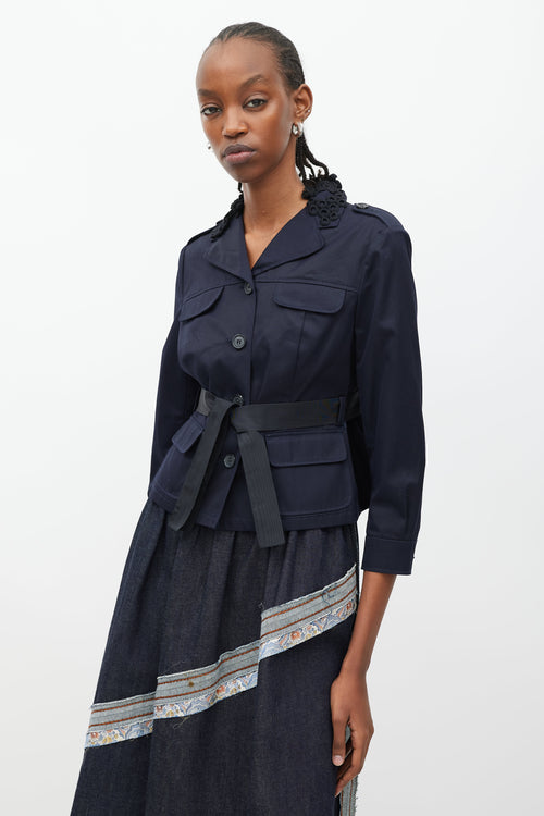 Miu Miu Navy 
Black Embellished Collar Jacket