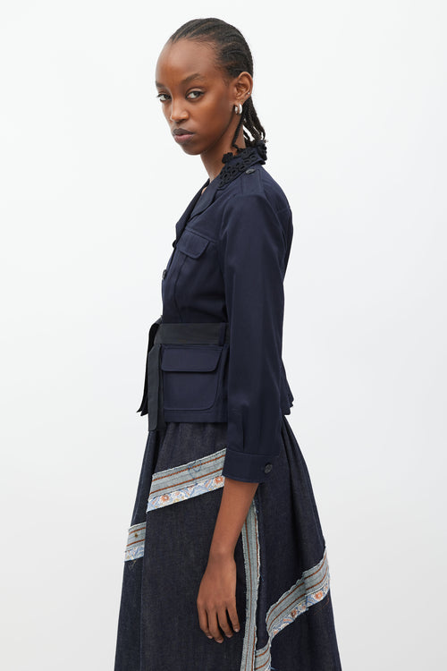 Miu Miu Navy 
Black Embellished Collar Jacket