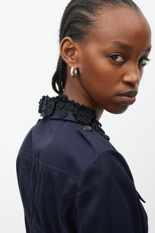 Miu Miu Navy 
Black Embellished Collar Jacket