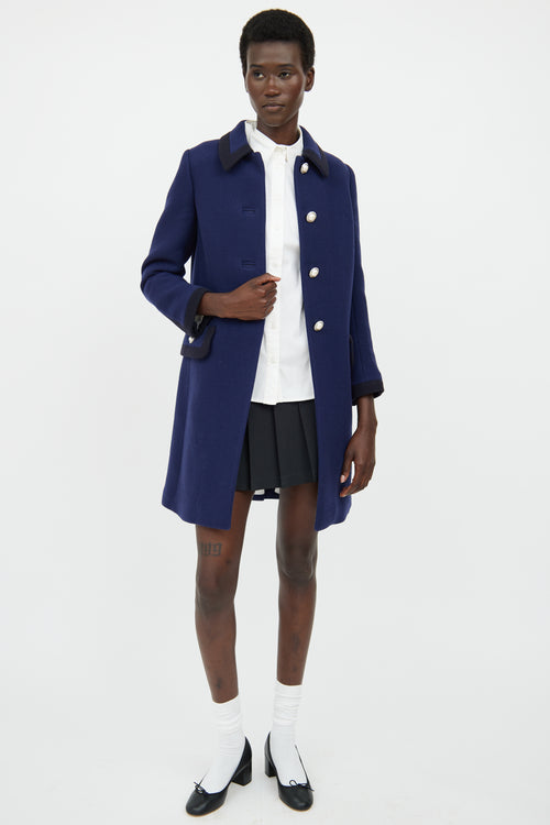 Miu Miu Blue 
Black Button Pea Coat