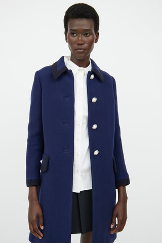 Miu Miu Blue 
Black Button Pea Coat