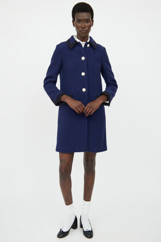 Miu Miu Blue 
Black Button Pea Coat