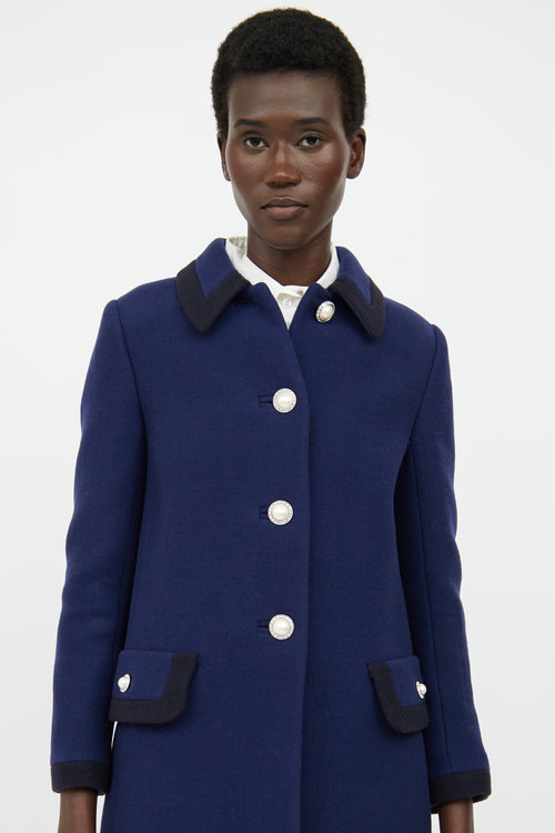 Miu Miu Blue 
Black Button Pea Coat