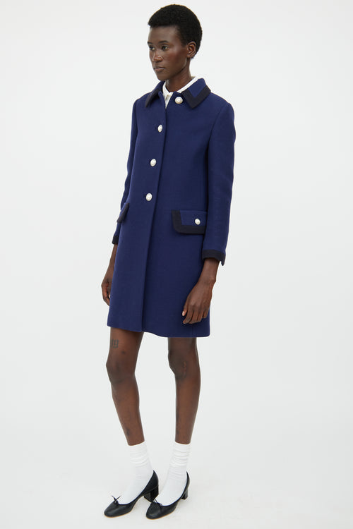 Miu Miu Blue 
Black Button Pea Coat