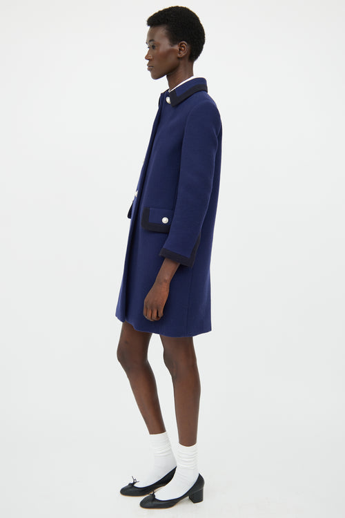 Miu Miu Blue 
Black Button Pea Coat