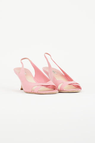 Miu Miu Pink Leather Slingback Heel