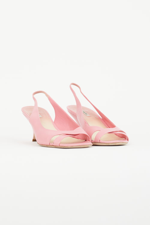 Miu Miu Pink Leather Slingback Heel