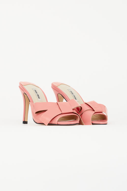 Miu Miu Pink Patent Bow Sandal