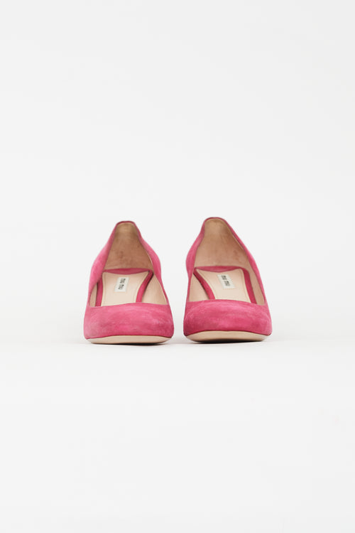 Miu Miu Fuchsia Suede Faux Crystal Pump