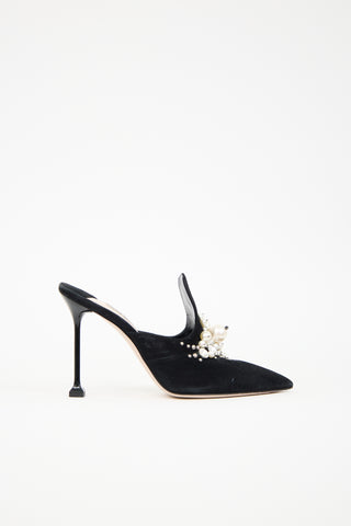 Miu Miu Suede Pearl Heeled Mule