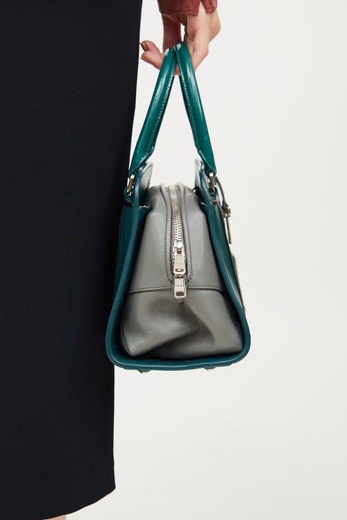 Miu Miu Teal Grey Matelasse Top Handle Bag