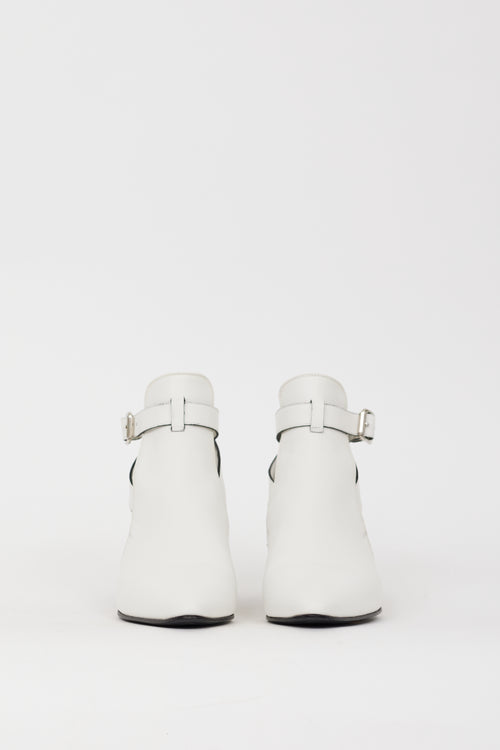 Miu Miu White Leather Buckled Strap Boot