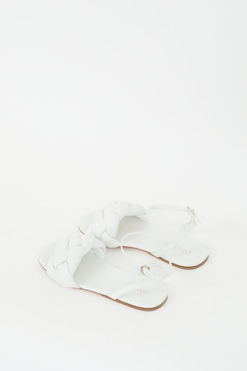 Miu Miu White Padded Quilted Leather Sandal