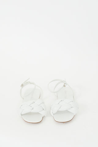 Miu Miu White Padded Quilted Leather Sandal