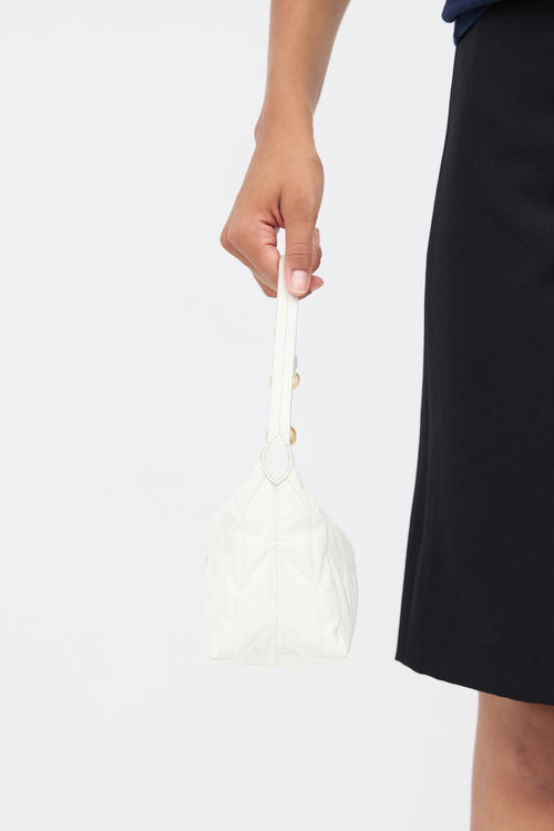 Miu Miu White Re-Nylon Small Spirit Ciré Zip Bag