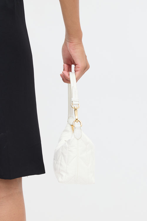 Miu Miu White Re-Nylon Small Spirit Ciré Zip Bag