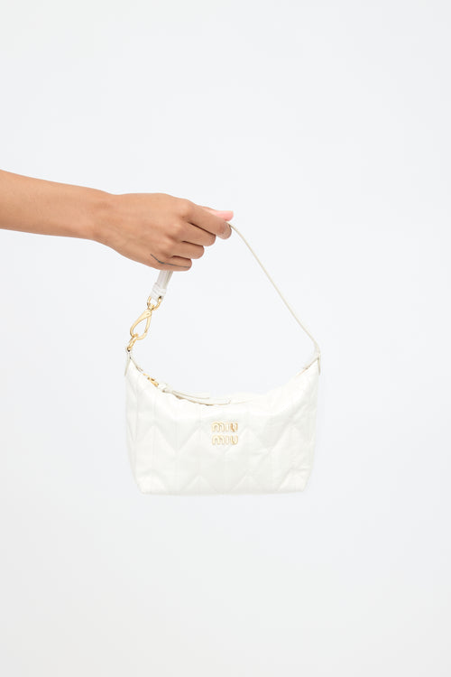 Miu Miu White Re-Nylon Small Spirit Ciré Zip Bag