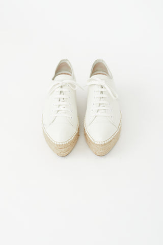 Miu Miu White Leather Platform Espadrille