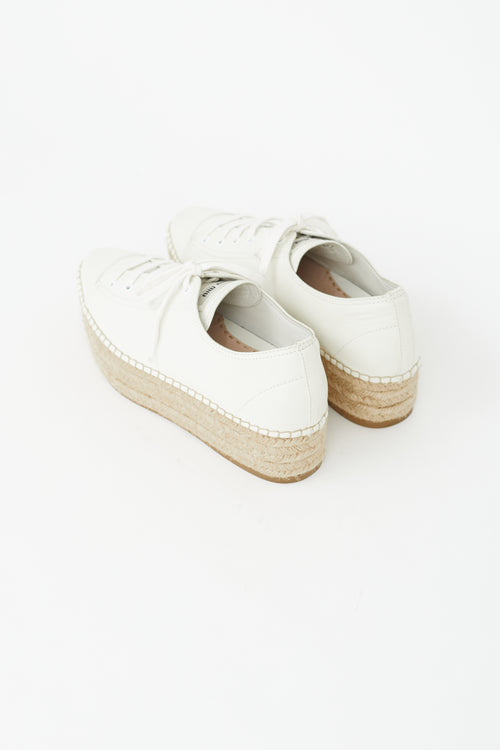 Miu Miu White Leather Platform Espadrille