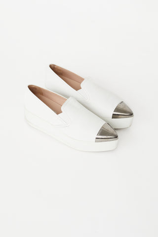 Miu Miu White Leather Platform Sneaker