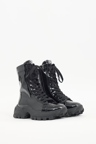 Miu Miu Black Patent Leather Platform Boot