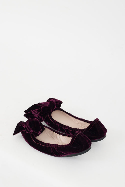 Miu Miu Purple Velvet Elasticized Ballet Flat