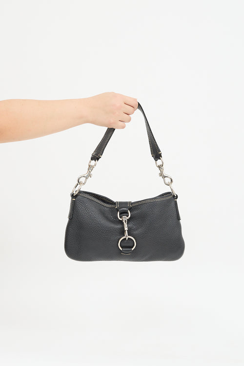 Miu Miu Black Leather Clasp Shoulder Bag