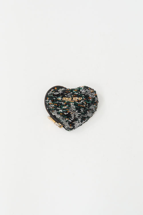 Miu Miu Black 
Multi Sequin Heart Coin Pouch