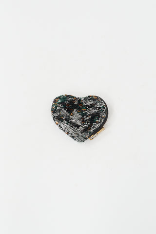 Miu Miu Black 
Multi Sequin Heart Coin Pouch