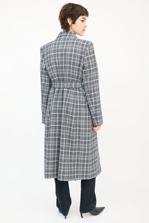 Mo 
Co. Black 
White Wool Check Belted Coat