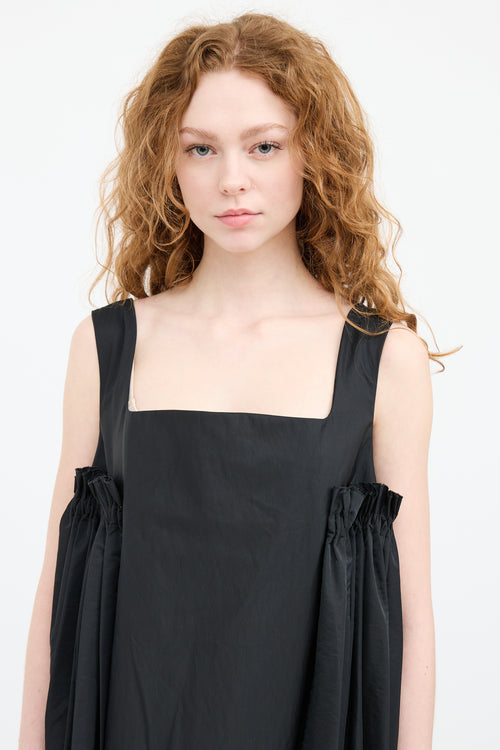 Molly Goddard Black Layered Pleated Midi Dress