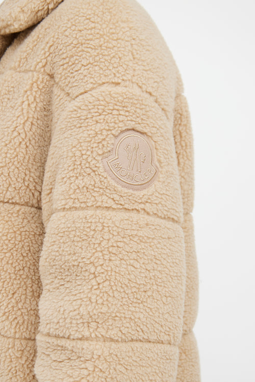 Moncler Beige Bagaud Reversible Teddy Puffer Coat