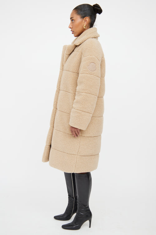 Moncler Beige Bagaud Reversible Teddy Puffer Coat