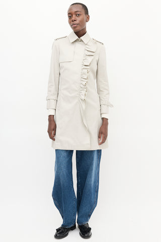 Moncler Beige Ruffle Olympe Trench Coat