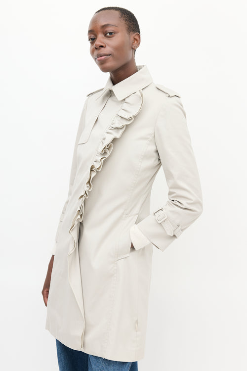 Moncler Beige Ruffle Olympe Trench Coat