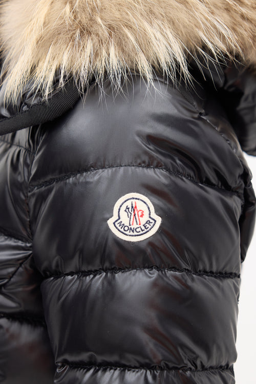 Moncler Black Down 
Fur Trim Armoise Puffer Jacket