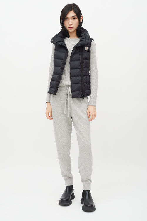 Moncler Black Down Labas Belted Vest