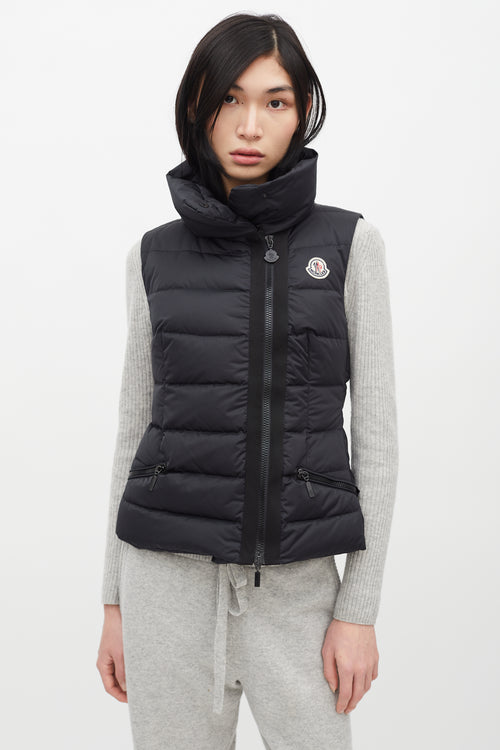 Moncler Black Down Labas Belted Vest