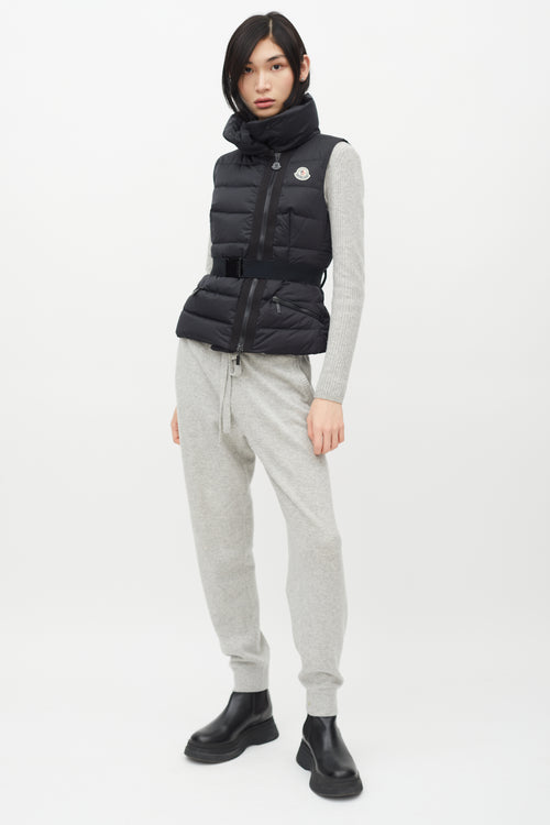 Moncler Black Down Labas Belted Vest