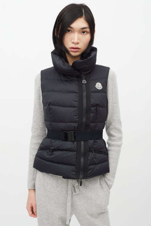 Moncler Black Down Labas Belted Vest