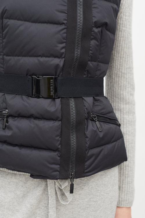 Moncler Black Down Labas Belted Vest