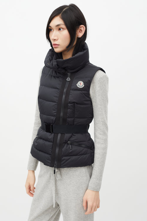 Moncler Black Down Labas Belted Vest