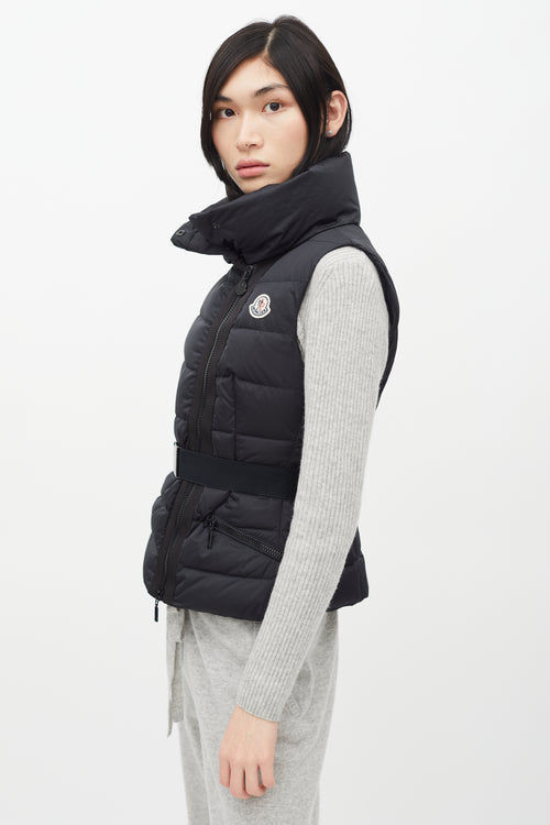 Moncler Black Down Labas Belted Vest