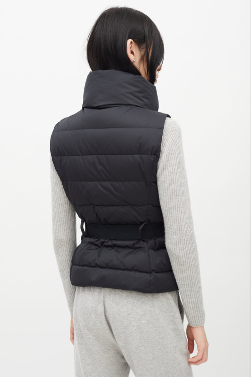 Moncler Black Down Labas Belted Vest