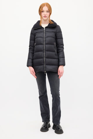 Moncler Black Down 
Wool Collar Torcyn Puffer Jacket