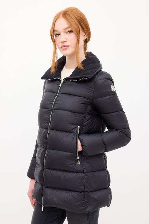 Moncler Black Down 
Wool Collar Torcyn Puffer Jacket